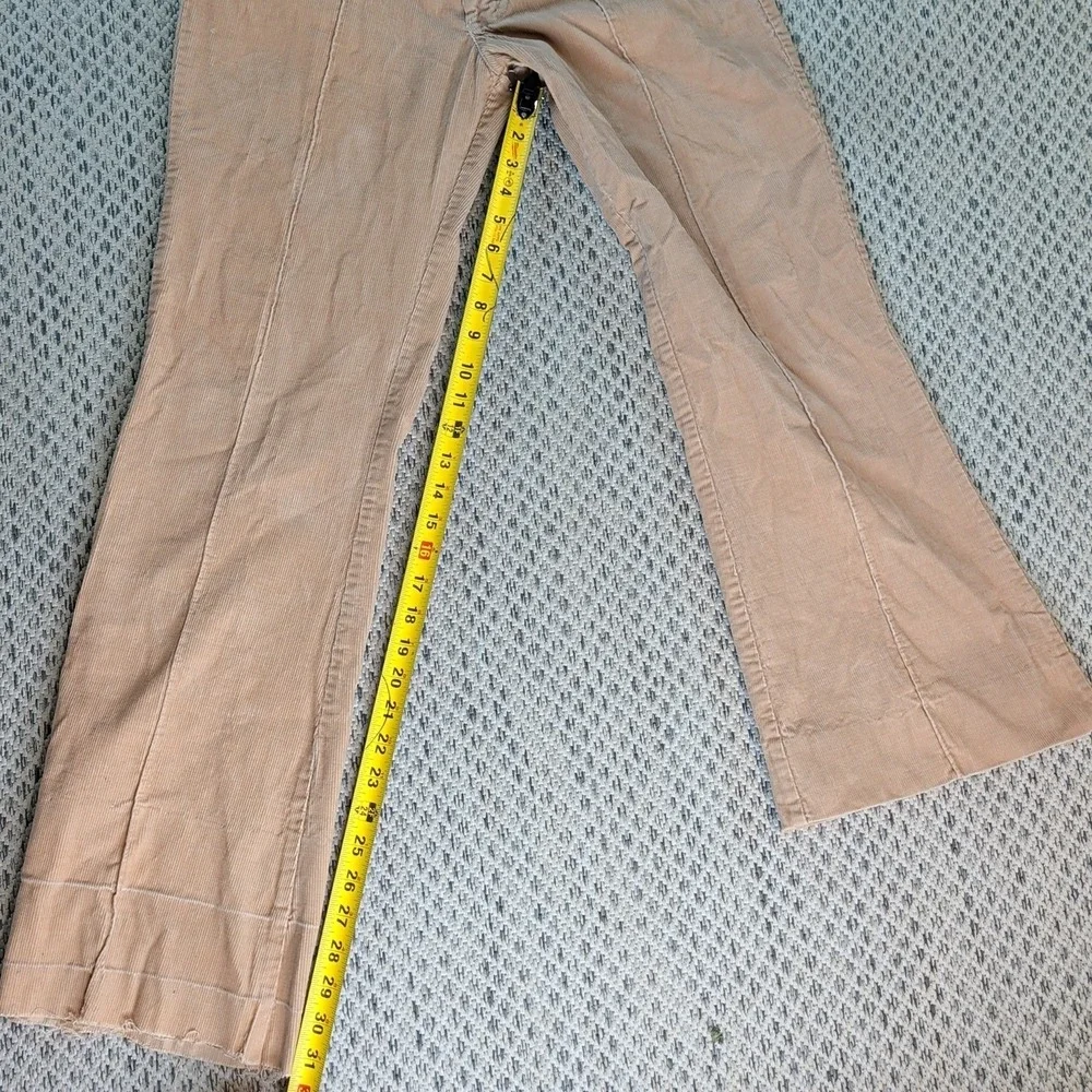 VTG Corduroy Bell Bottoms LIBERTY Tan 70s W30 Bell Flare Hippie Talon Pants RARE